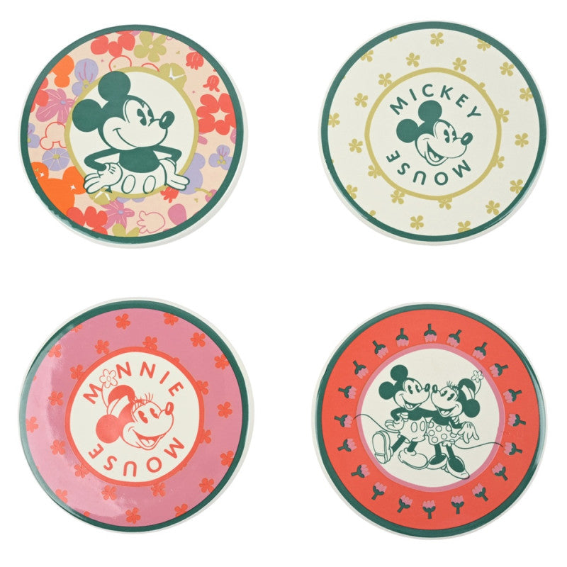 Disney Home Mickey & Minnie Mouse onderzetters ‘Spring’ met kleurrijk lente-design, decoratieve onderzetters voor koffie- en theemomenten.