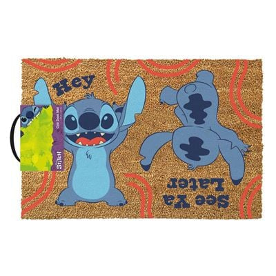 Vrolijke Disney deurmat met Stitch en speelse tekst. Gemaakt van slijtvast materiaal met antislip achterkant. Perfect voor binnen of overdekt buiten. Een leuke eyecatcher voor elke Disney-fan!