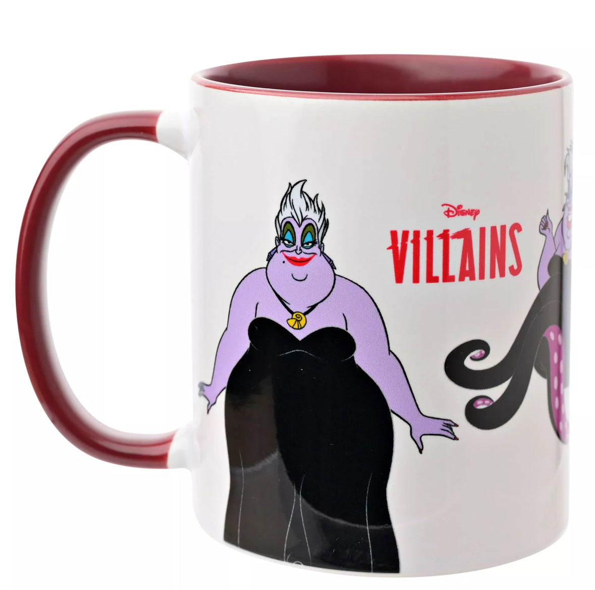 Disney Ursula mok uit de Icons & Villains-collectie met lavendelkleurige schetsen van Ursula’s halfmens, halfoctopus verschijning.