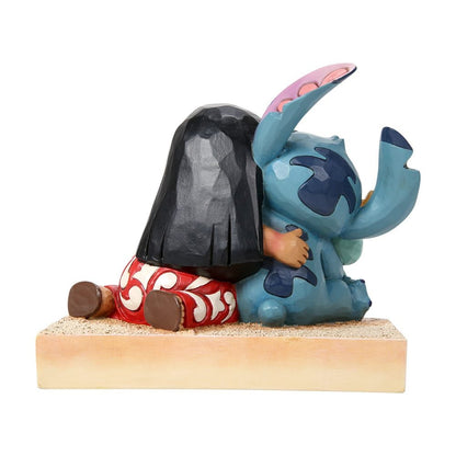 Disney Traditions Stitch met Lilo en Scrump beeldje in folk-art stijl met tropische Disney uitstraling.