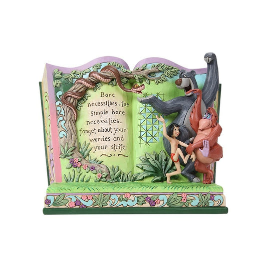 Disney Traditions Jungle Book Storybook beeld van Jim Shore met open boek en gedetailleerde Disney jungle figuren.