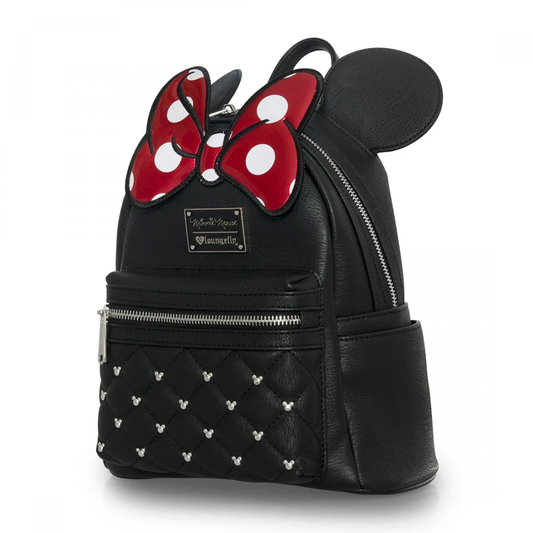 "Loungefly tas met Minnie Mouse strik en stippen, Disney design, stijlvol en compact."
