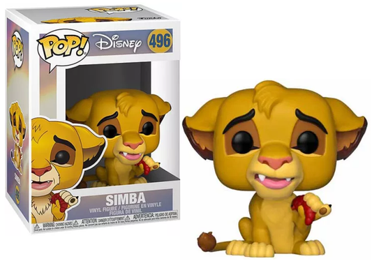"Funko Pop! Simba ‘496’ vinyl figuurtje van Disney’s The Lion King, ongeveer 9 cm hoog, perfect voor verzamelaars en Disney-fans."
