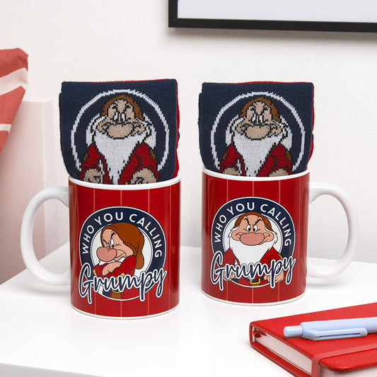 Disney Sneeuwwitje ‘Grumpy’ giftset met mok en sokken. Officieel Disney-product, ideaal als cadeautje voor fans en verzamelaars.