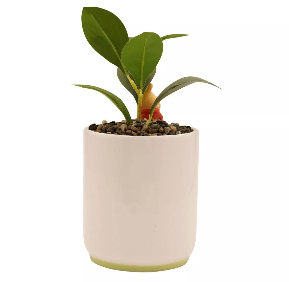 Speelse Winnie de Poeh bloempot met kunstplantje – stijlvol interieurdecor voor plank, bureau of vensterbank