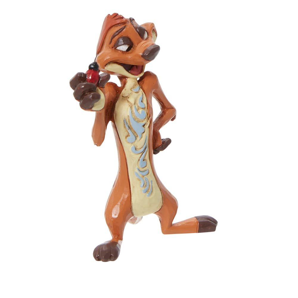 Detailweergave van het Disney Traditions Timon-beeld, gemaakt van resin en met de hand beschilderd voor een unieke afwerking.