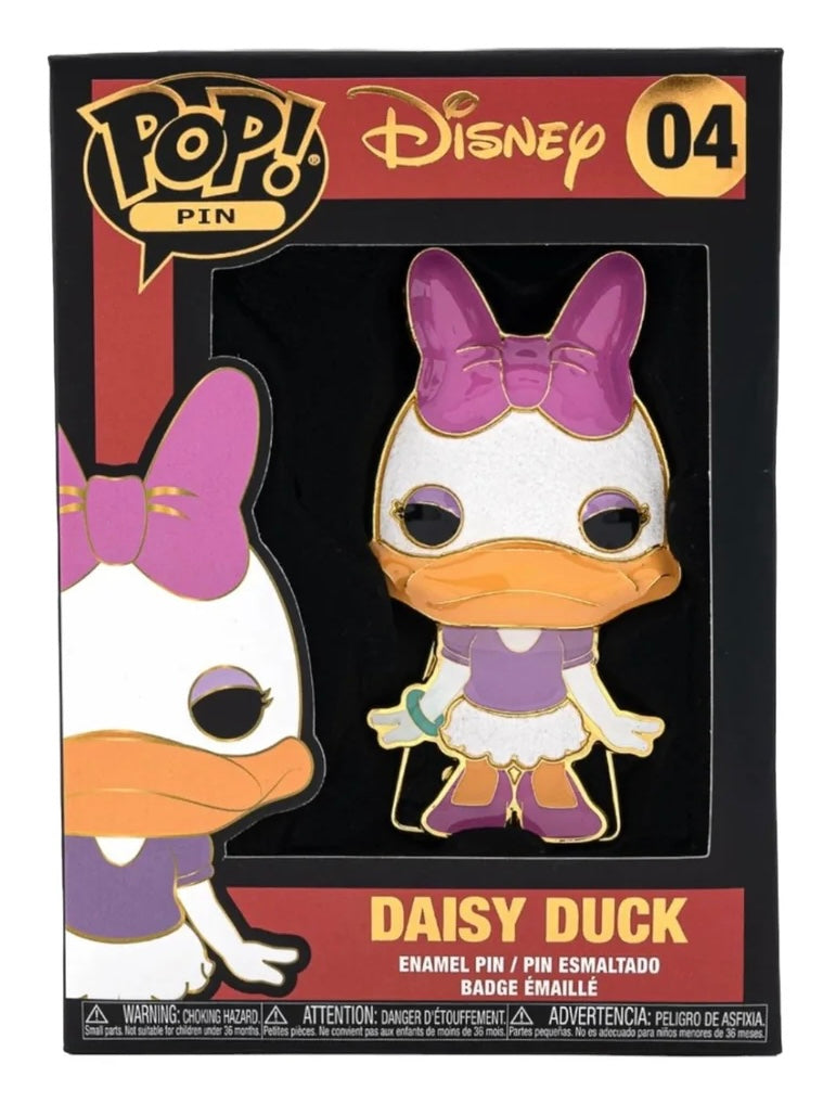 Laat jezelf stralen met de Funko Pop Pin Daisy Duck 04! Deze schattige pin is onmisbaar voor elke Disney-liefhebber en fan van de charmante eend uit Duckstad. Met haar iconische strik, levendige kleuren en vrolijke uitstraling voegt deze pin een vleugje plezier toe aan je outfit, tas, hoed of verzameling.