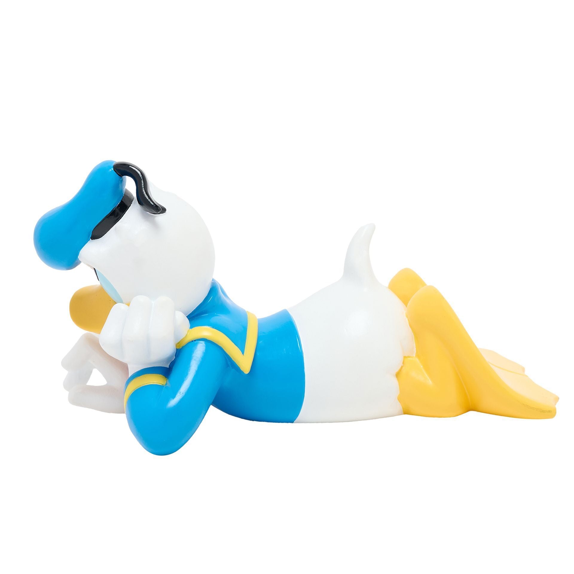 "Decoratieve deurstopper met Donald Duck, zittend en glimlachend, perfect om deuren open te houden."