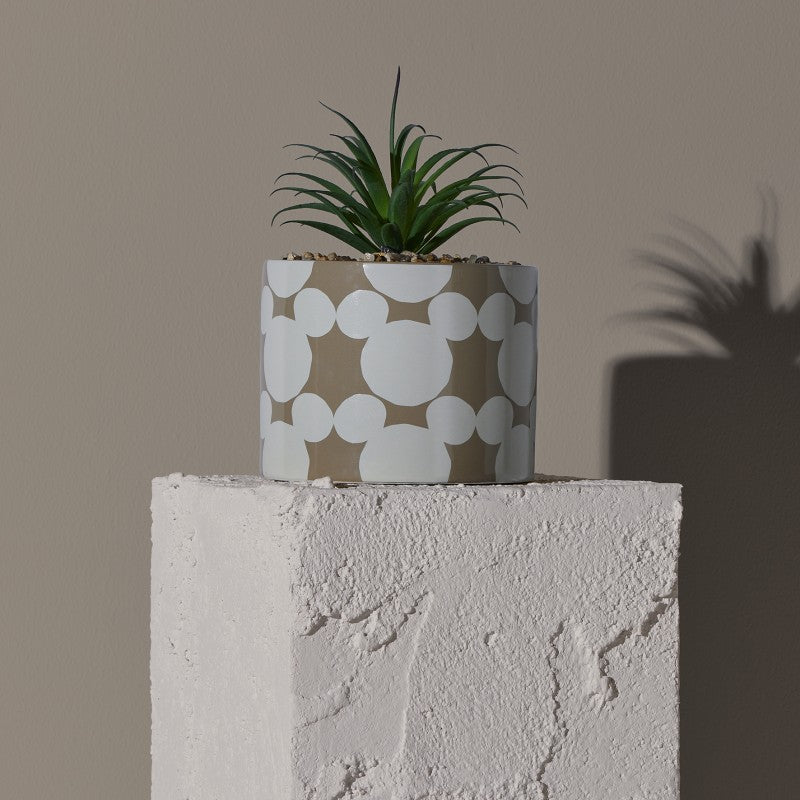 Disney Mickey keramieke beige planter met nep plant als stijlvolle Disney decoratie voor woonkamer of slaapkamer