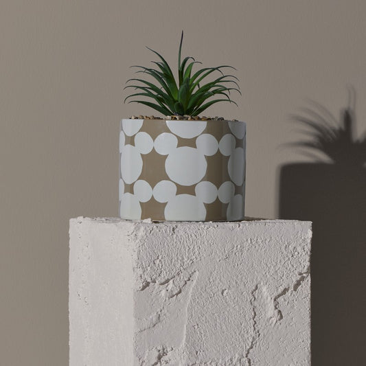 Disney Mickey keramieke beige planter met nep plant als stijlvolle Disney decoratie voor woonkamer of slaapkamer