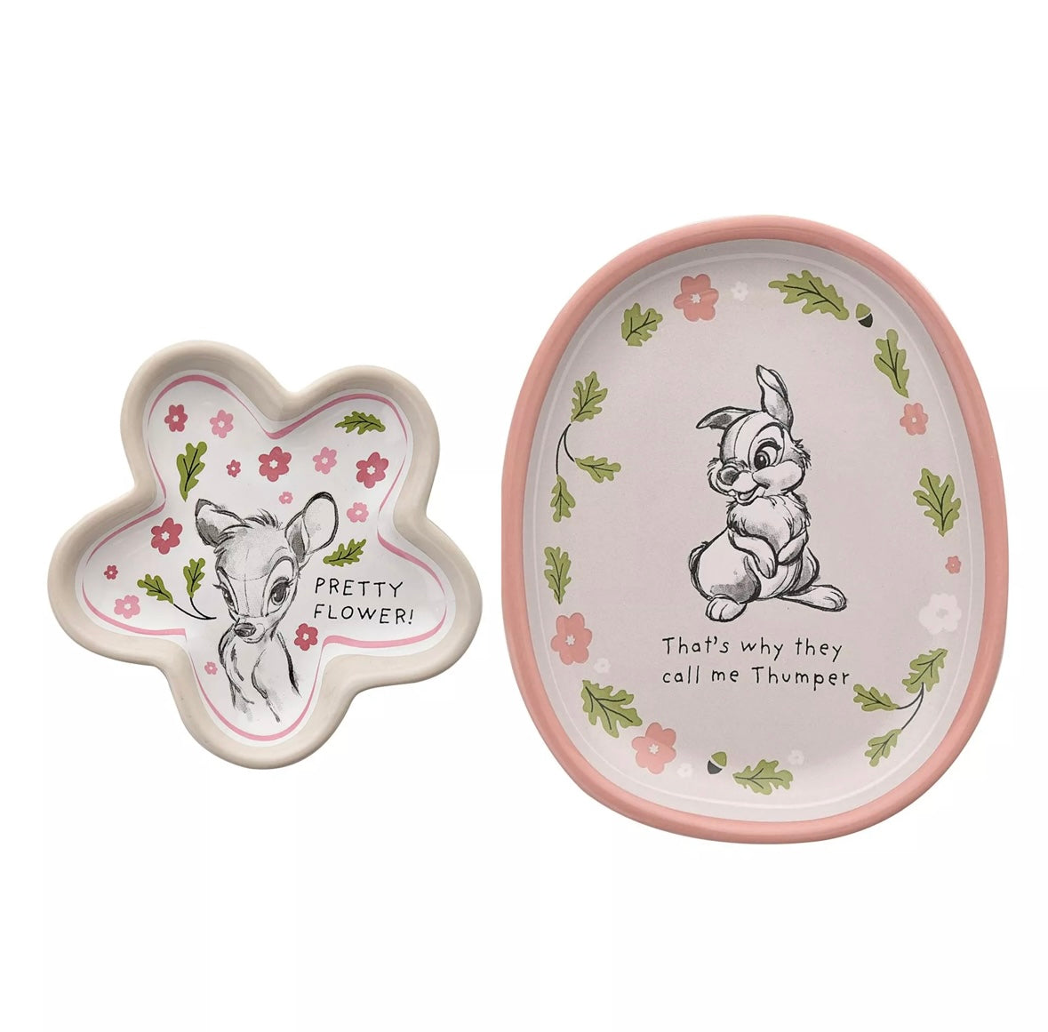 Decoratieve sieradenschaal met Bambi en Stampertje, perfect voor het bewaren van ringen of kleine spulletjes.