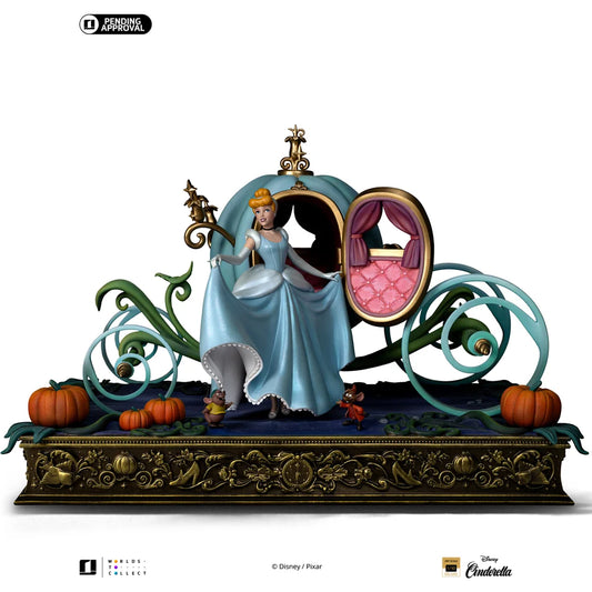 Iron Studios statue van Cinderella met pompoenkoets uit Disney’s Cinderella, handgeschilderd in Art Scale 1/10.