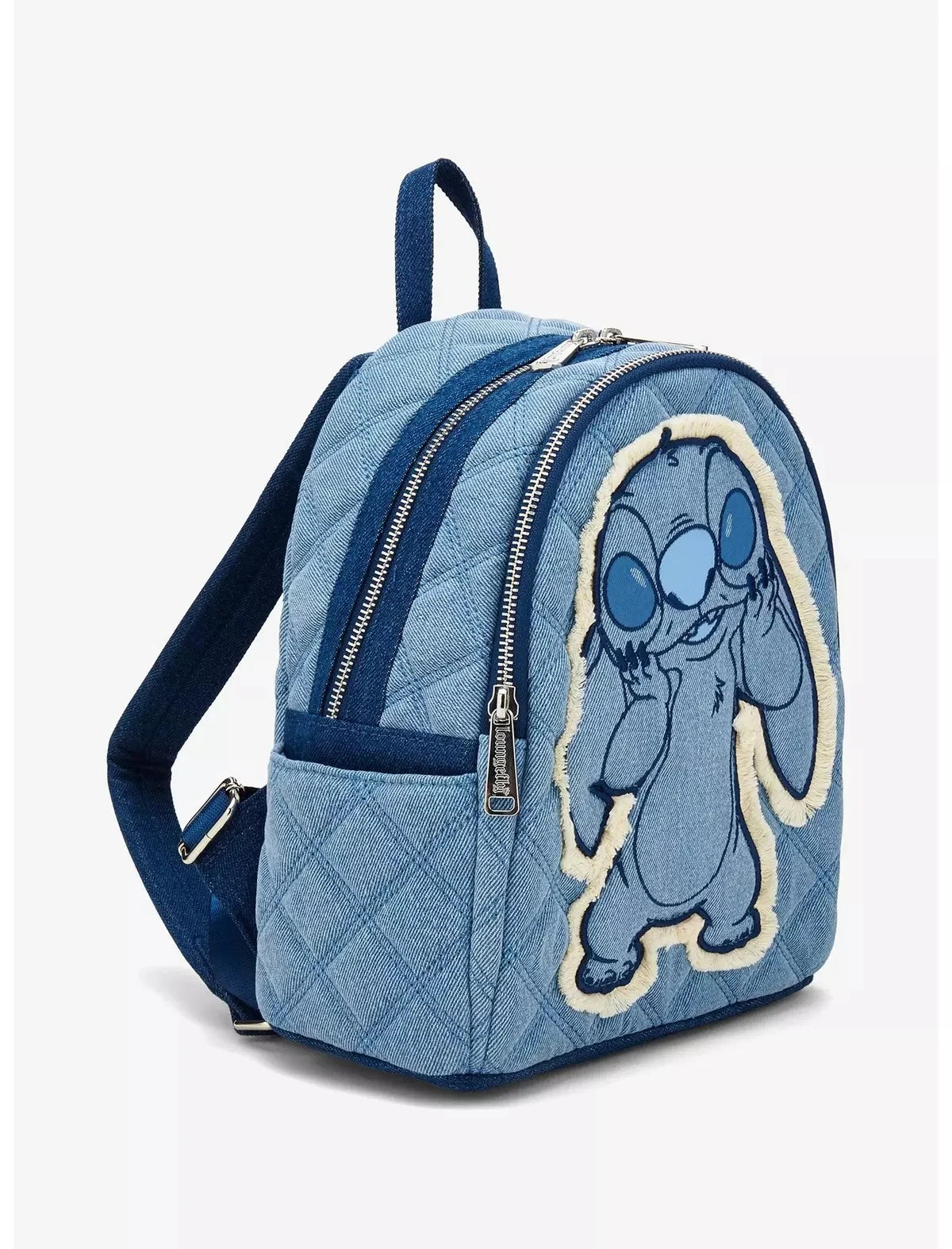 Disney Stitch rugzak van denim met meerdere vakken en verstelbare schouderbanden.