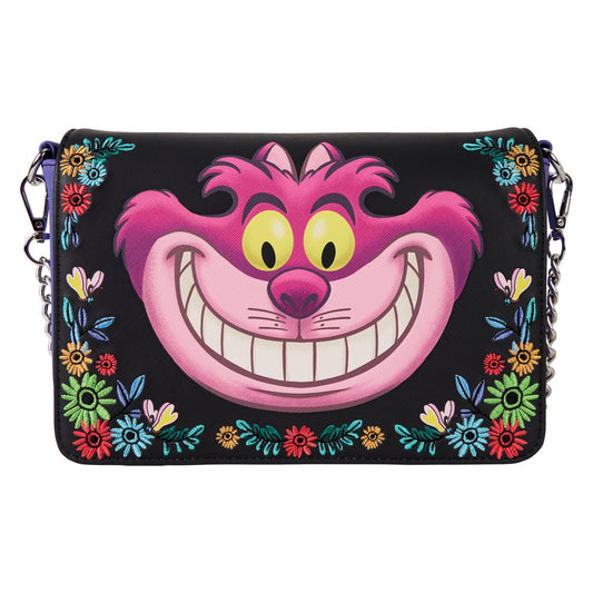 Loungefly Alice in Wonderland Cheshire Cat crossbody tas. Officiële Disney-tas, compact en stijlvol, perfect voor dagelijks gebruik of als accessoire voor fans.