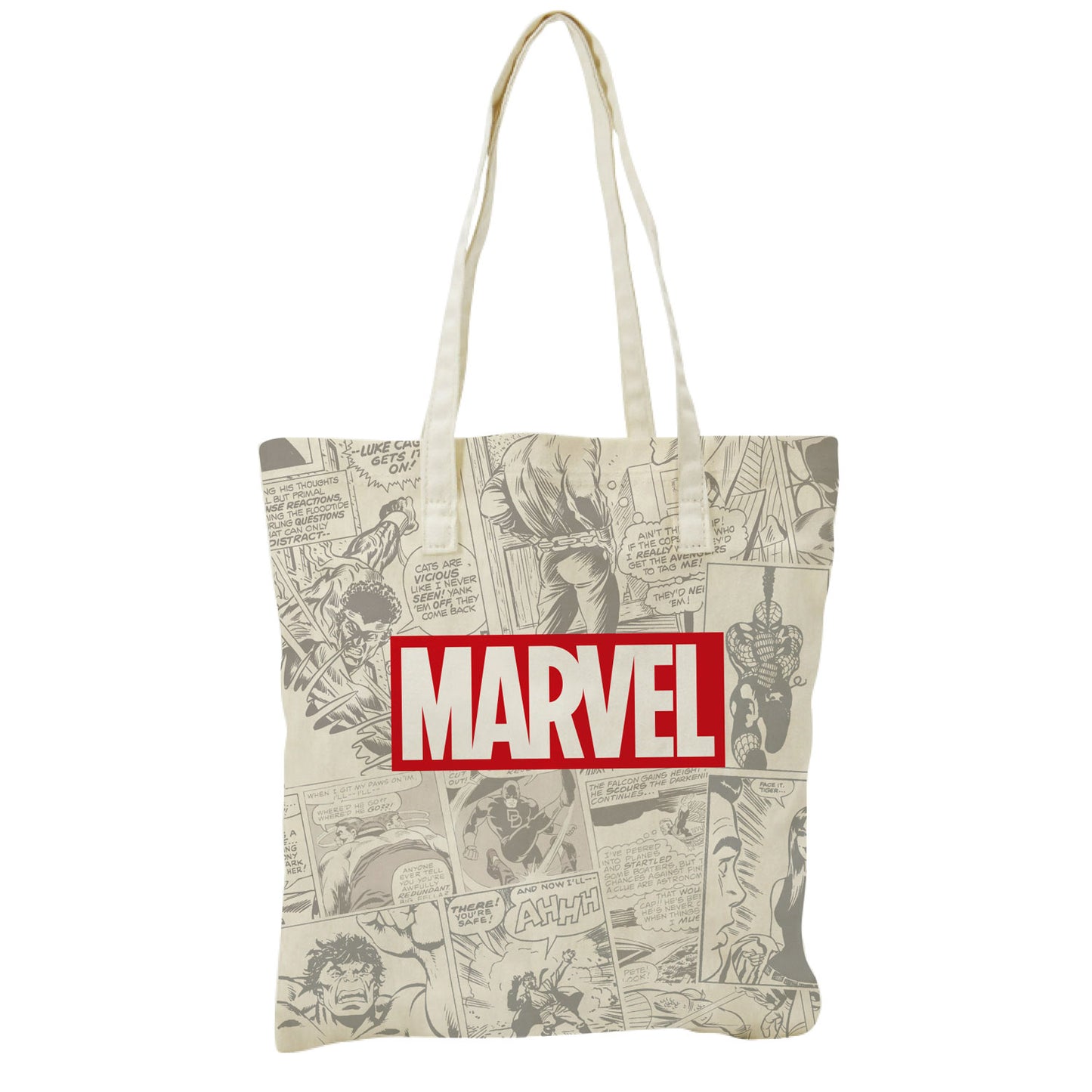 Neem je liefde voor Marvel overal mee naartoe met onze veelzijdige Totebag, versierd met iconische illustraties van je favoriete superhelden. Perfect voor dagelijks gebruik, winkelen, of een subtiele hint naar je passie voor Marvel.