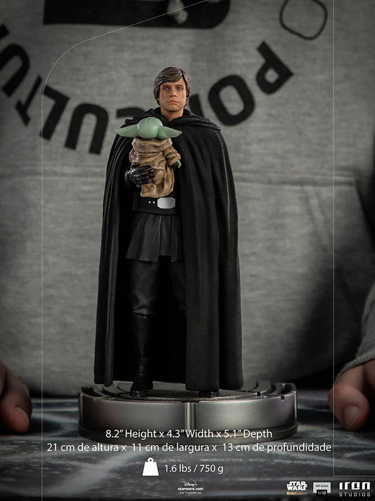 “Star Wars Luke Skywalker & Grogu statue, handgemaakt en gedetailleerd, iconisch duo met emotionele uitstraling.”
