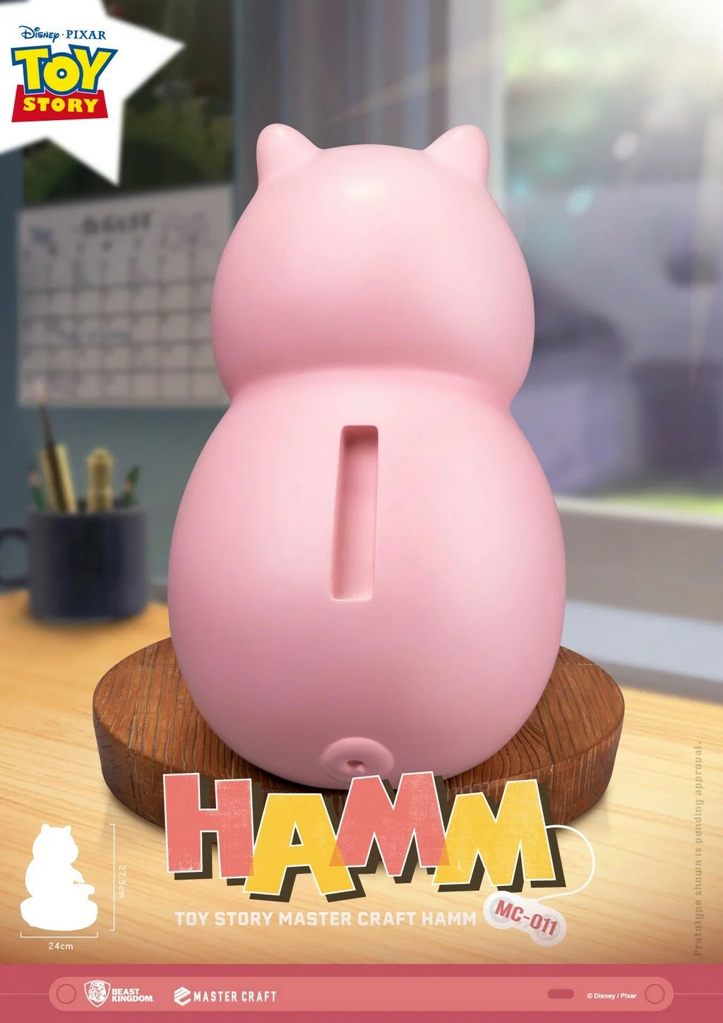 Hoogwaardige Hamm statue uit Toy Story, officiële Disney Master Craft uitvoering met luxe details.