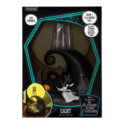 Prachtig gedetailleerd Nightmare Before Christmas lamp diorama, sfeervol en functioneel als decoratie of nachtlamp.