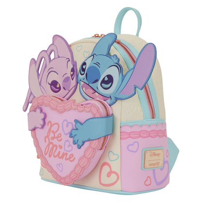 Loungefly Disney Stitch en Angel Be Mine rugzak in compact mini backpack formaat