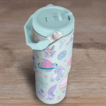Stitch XL drinkfles met handvat, extra groot, duurzaam en lekvrij, ideaal voor school, werk of sport.