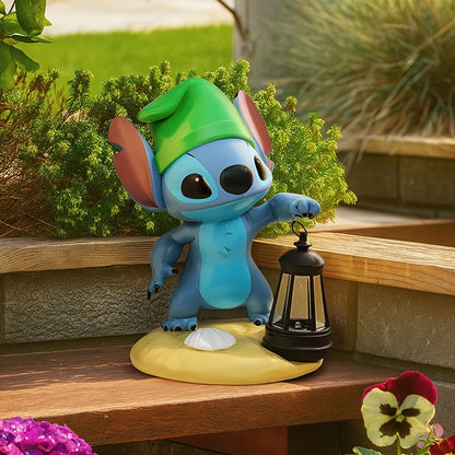 Stitch buitendecoratie met automatische schemer-sensor en zonne-energie lantaarn, geschikt voor terras en tuin