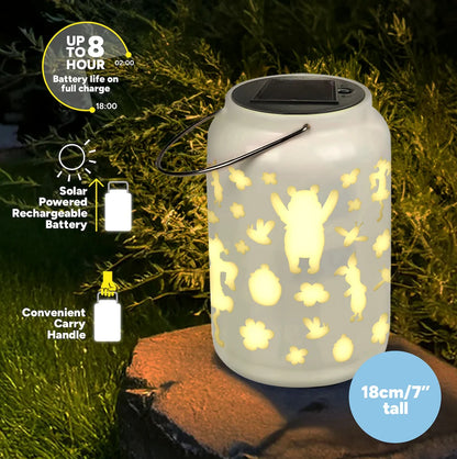 Winnie de Poeh solar lantaarn 18 cm kunststof buitenlamp met schemer-sensor voor tuin en balkon