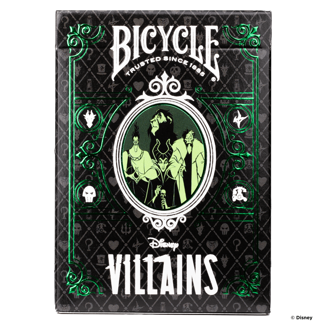 “Close‑up hofkaart: kleurrijke illustratie van Maleficent met opvallende groene accenten en jumbo cijfers.”