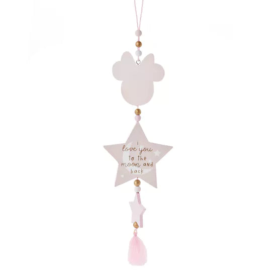 Breng wat Disney-magie in je kinderkamer met deze schattige roze hangende plaquette, compleet met een liefdevolle boodschap en een Minnie-ontwerp om uitdrukking te geven aan je liefde voor een kostbaar kleintje.