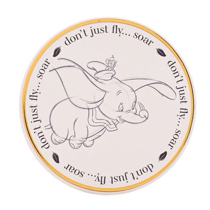 Disney Classic Collectable Dumbo onderzetter met vrolijke olifant illustratie en inspirerende tekst, stijlvolle Disney decoratie voor salontafel of koffietafel.