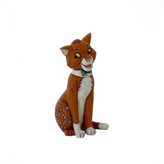 "Jim Shore miniatuur van Thomas O’Malley uit The Aristocats, handgeschilderd met sierlijke patronen en levendige kleuren, speels en charmant."