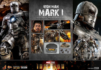 Beweegbare Iron Man Mark I schaalfiguur met authentieke look uit het MCU-debuut van Tony Stark.